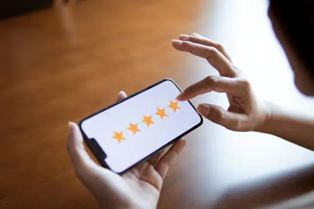 Customer review on phone