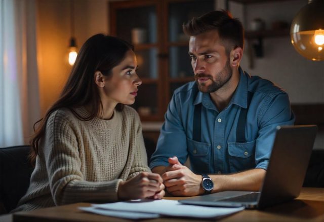 Homeowners at table with laptop researching what questions they should ask