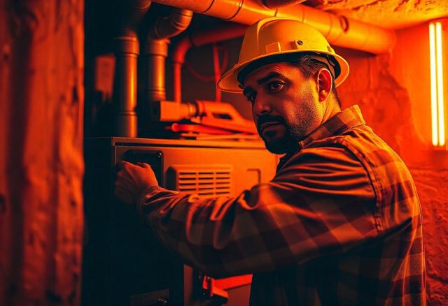 technician-inspecting-furnace-in-a-dark-basement